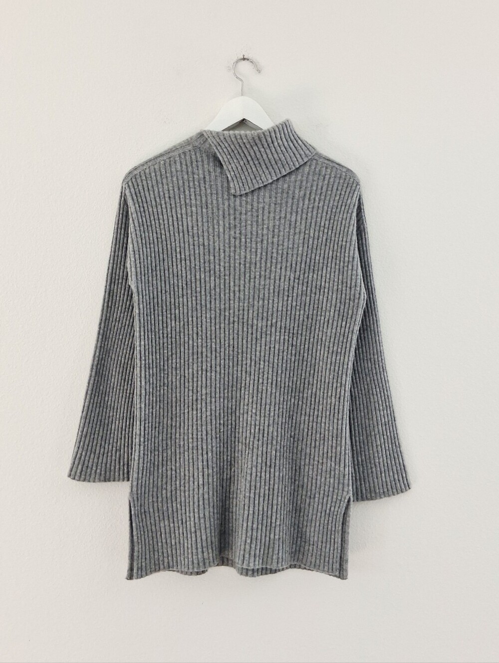 Eileen Fisher Cashmere Rib Knit Turtleneck Tunic Sweater Quiet Luxury Minimalist - Picture 10 of 11